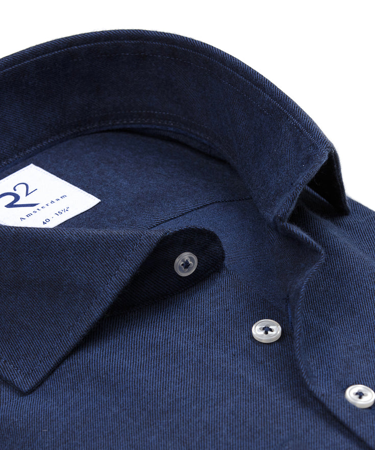 Baumwoll-Woll-Mix Hemd 010 - Navy