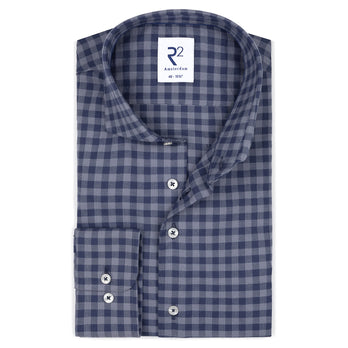 Checkered flannel cotton shirt 010 - Navy
