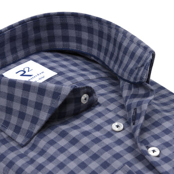 Checkered flannel cotton shirt 010 - Navy