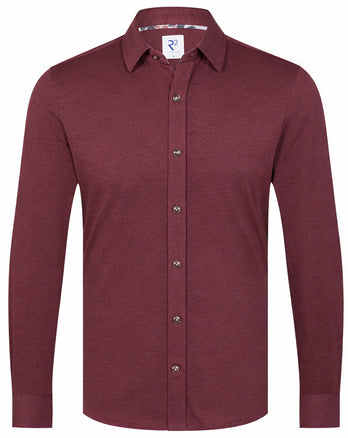 Extra long sleeves. Herringbone flannel shirt 080 - Bordeaux