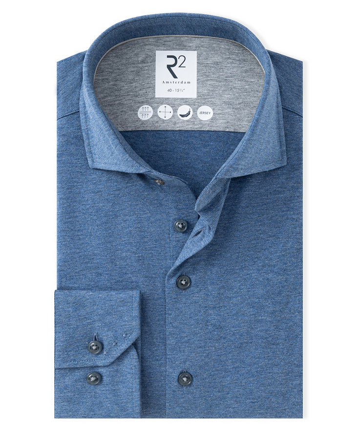 Extra long sleeves. Melange single jersey shirt 014 - Blue