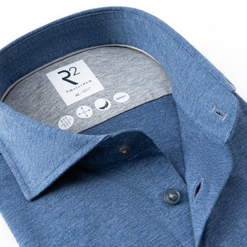 Extra long sleeves. Melange single jersey shirt 014 - Blue