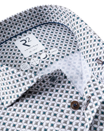 Extra lange mouwen. Print jersey overhemd 041 - Brown