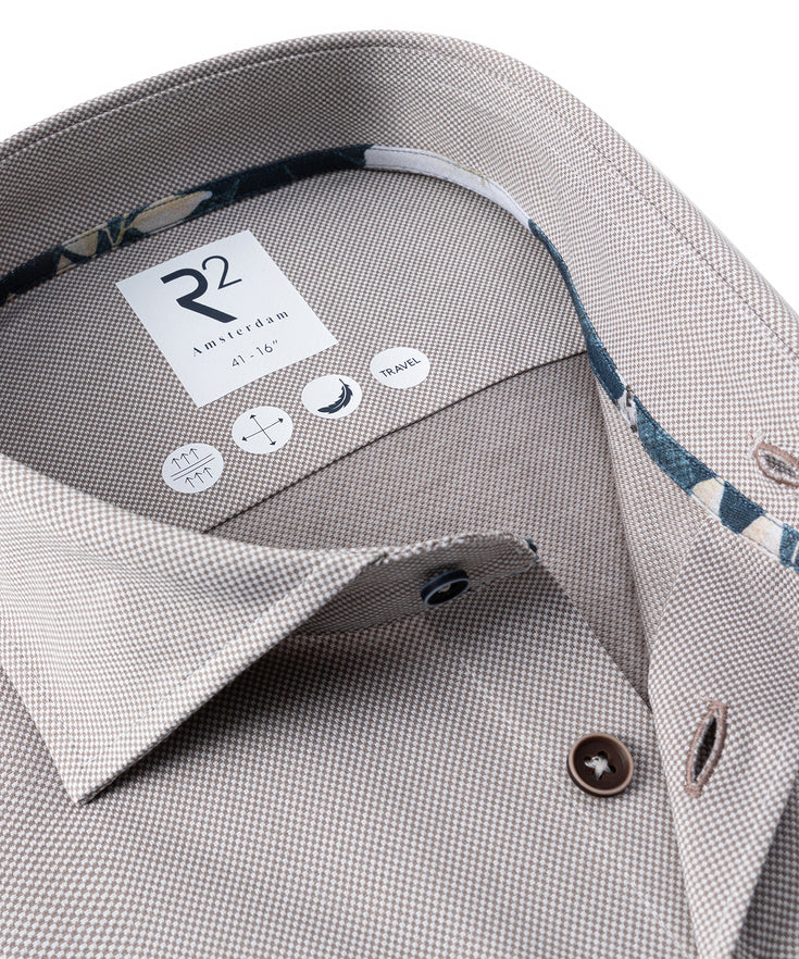 Extra long sleeves. Travel shirt dobby 042 - Taupe