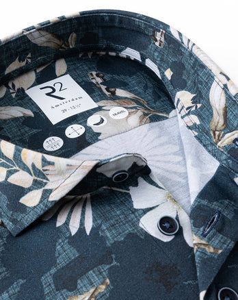 Extra lange mouwen. Sorona mix travel overhemd 010 - Navy
