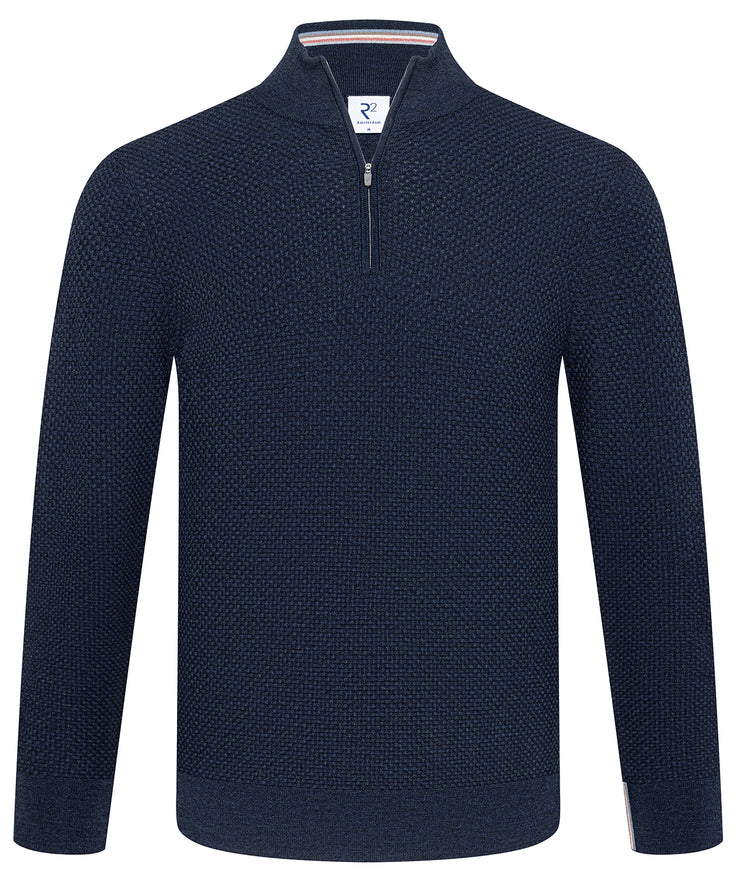 Merino wool half-zip 010 - Navy