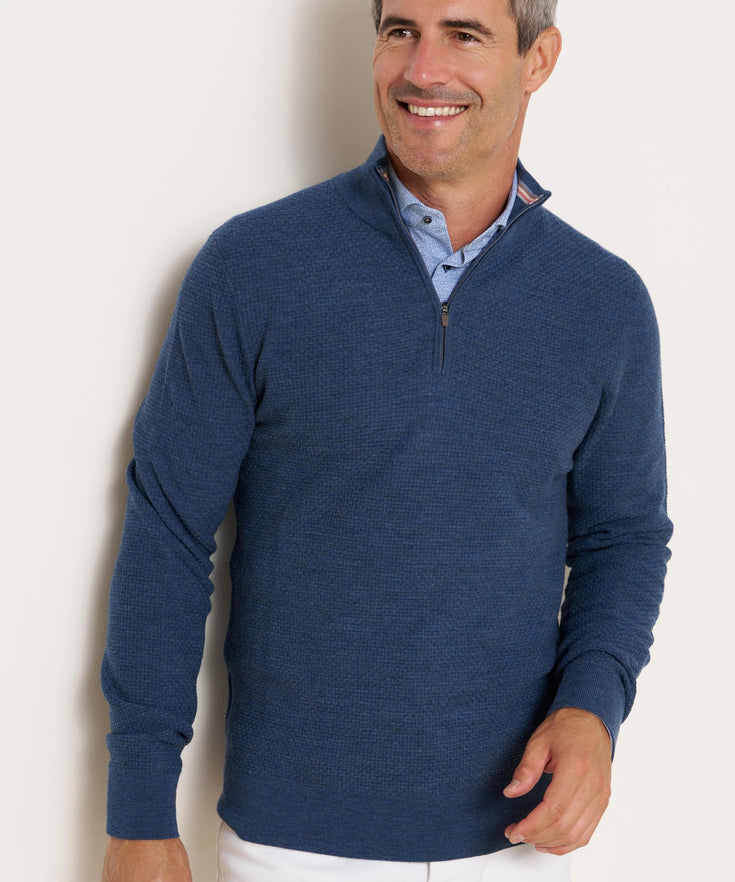 Merinowoll Half-Zip 014 - Blue