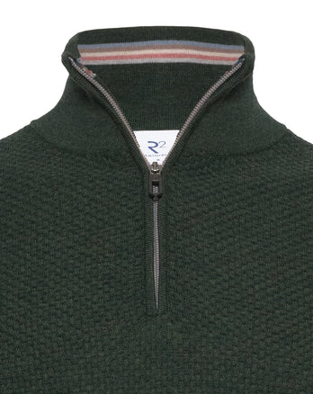 Merinowol half-zip 070 - Dark green