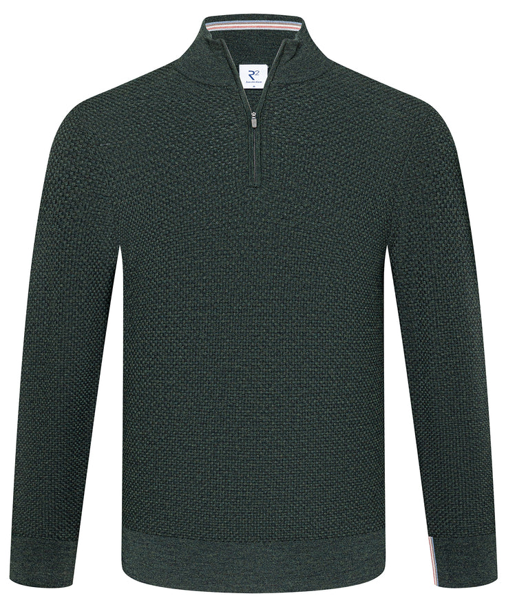 Merino wool half-zip 070 - Dark green