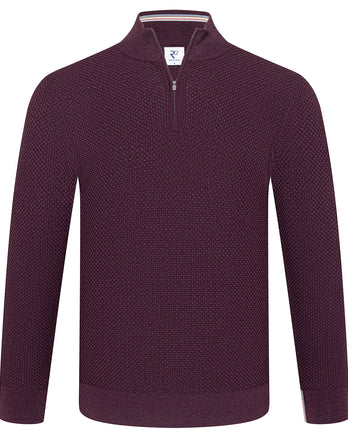 Merino wool half-zip 080 - Bordeaux