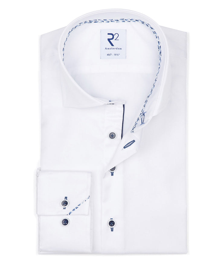 Extra long sleeves. 2 PLY organic cotton shirt White