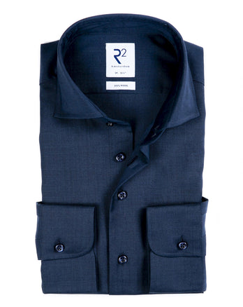 Donkerblauw overhemd van 100% wol Navy