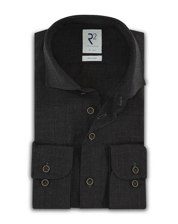 Grijs 100% wollen overhemd Antracite