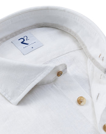 Extra long sleeves. Linen blend shirt 004 - White