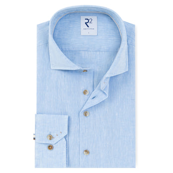 Extra long sleeves. Linen blend shirt 018 - Light blue