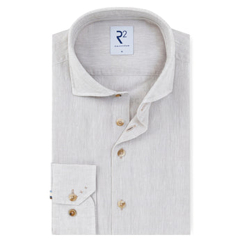 Extra long sleeves. Linen blend shirt 045 - Beige