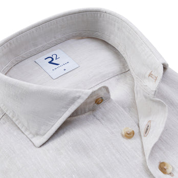 Extra long sleeves. Linen blend shirt 045 - Beige