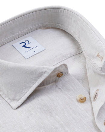 Extra long sleeves. Linen blend shirt 045 - Beige