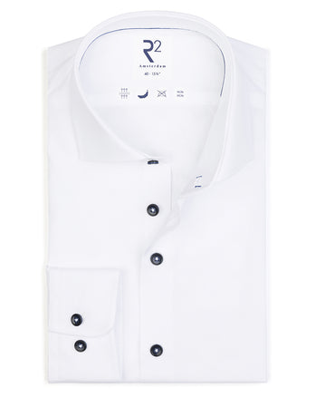 Strijkvrij 2 PLY satijnkatoenen overhemd 004 - White