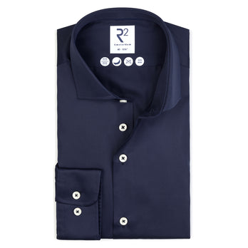 Non-iron satin cotton shirt 010 - Navy