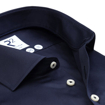 Non-iron satin cotton shirt 010 - Navy