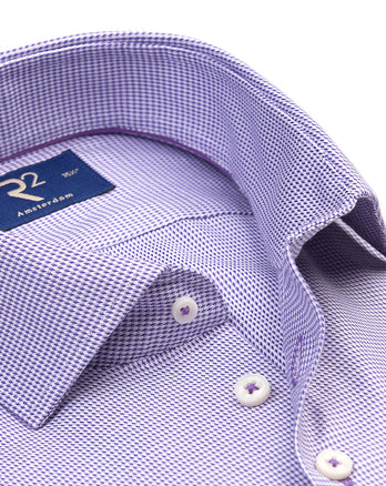Strijkvrij katoenen overhemd pied de poule 064 - Purple