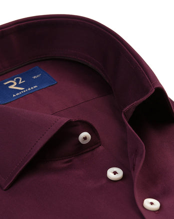 Strijkvrij katoenen overhemd 080 - Bordeaux