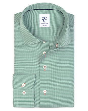Non-iron cotton shirt pied de poule 074 - Green