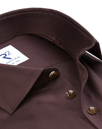 Non-iron cotton shirt fine twill 040 - Dark brown