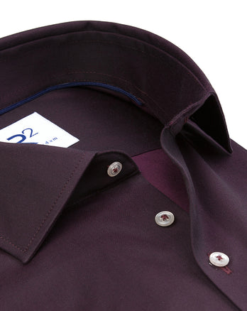 Non-iron cotton shirt fine twill 080 - Bordeaux