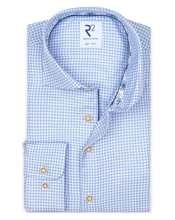 Manches extra longues. Chemise en coton 2 PLY pied de poule bleu clair Light Blue