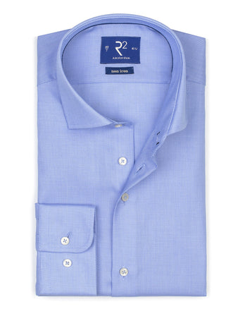 Extra lange Ärmel. Blaues bügelfreies Baumwollhemd Light Blue