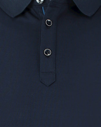 Manches extra longues. Polo bleu marine mercerisé à manches longues Navy