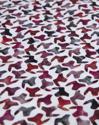 Witte gemerceriseerde stoelprint polo met lange mouwen bordeaux