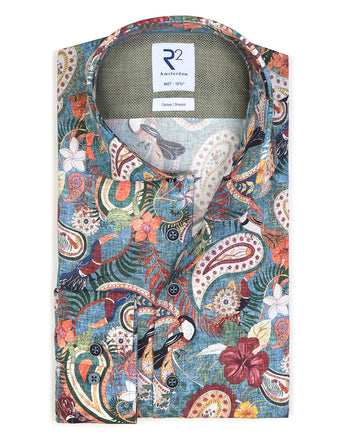 Extra lange mouwen. Overhemd met Multicolour paisleyprint Multicolour