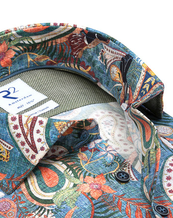 Extra lange mouwen. Overhemd met Multicolour paisleyprint Multicolour