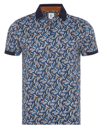 Multicolour bladerenprint piqué polo Multicolour