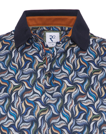 Multicolour bladerenprint piqué polo Multicolour
