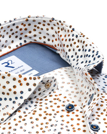 Extra lange mouwen. Multicolour fruitprint overhemd Blue