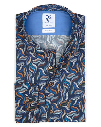 Extra lange mouwen. Multicolour print overhemd Navy