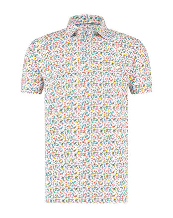 Mehrfarbiges Piqué-Poloshirt mit tropischem Aufdruck Multicolour