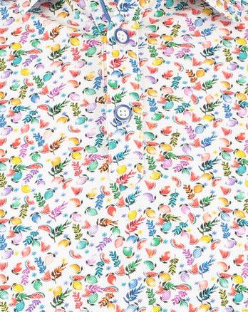 Mehrfarbiges Piqué-Poloshirt mit tropischem Aufdruck Multicolour