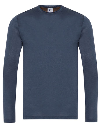 Donkerblauw katoenen overhemd met lange mouwen Navy