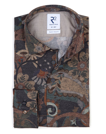 Manches extra longues. Chemise verte à imprimé paisley Blue