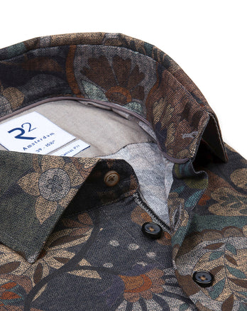 Manches extra longues. Chemise verte à imprimé paisley Blue