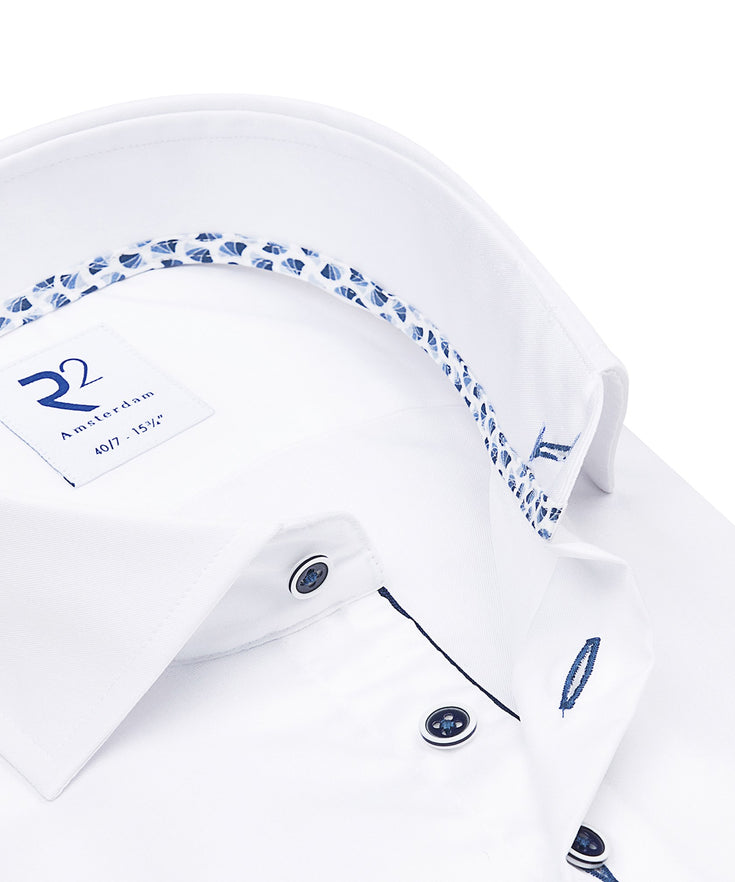 Extra long sleeves. 2 PLY organic cotton shirt White