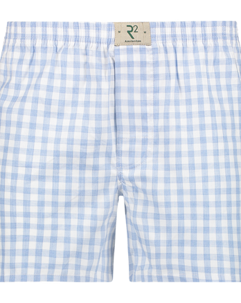 Boxer en coton à carreaux bleus Multicolour