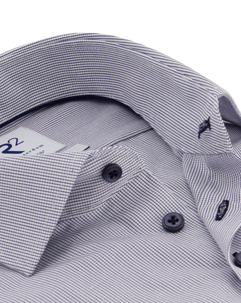 Marineblaues Hemd aus bügelfreier Baumwolle mit Vichy-Karo Navy