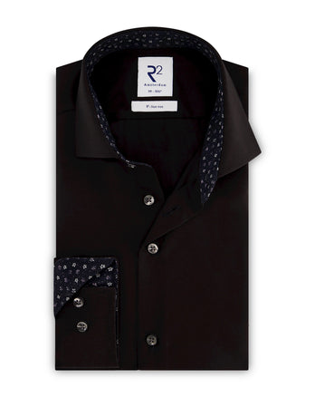 Schwarzes bügelfreies Baumwollhemd 020 - Black