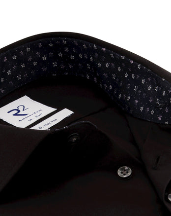 Schwarzes bügelfreies Baumwollhemd 020 - Black